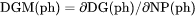 driving force for precipitation of the phase per mole of components