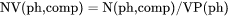 mole number of a component per volume of a phase