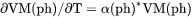 Example: Thermal expansivity of a phase (already multiplied by its molar volume)