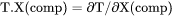 Slope of a phase boundary on a T-X(comp) phase diagram with respect to mole fraction of the component in the system.