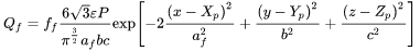 power density in front quadrant of the heat source equation