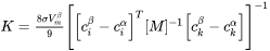 The rate constant of precipitating beta phase in a multicomponent alpha phase