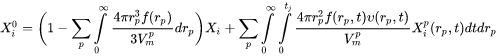 initial mole fraction of component i in the matrix phase 
